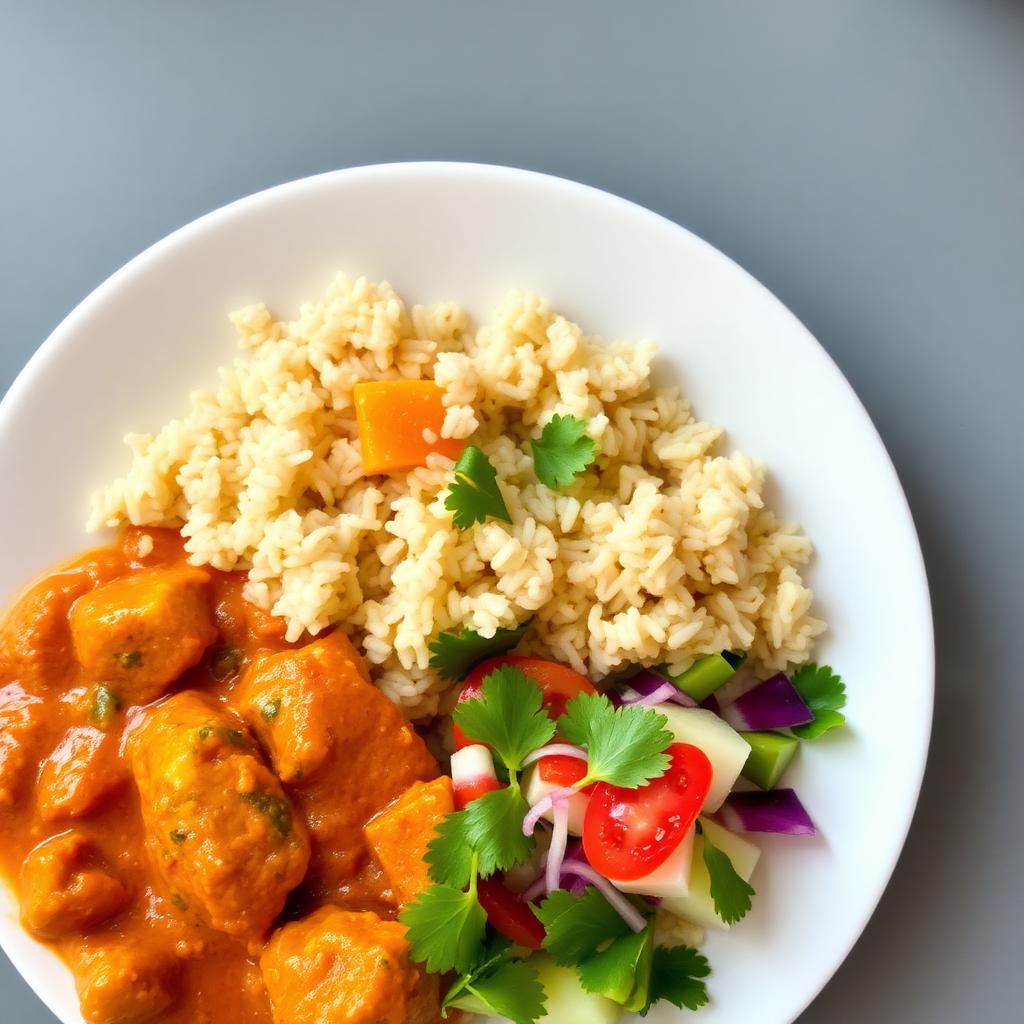 Brown Rice + Chicken Curry + Salad
